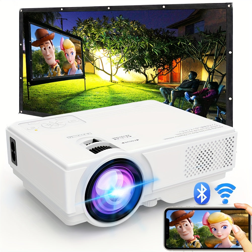 Projector With WiFi, Native 1080P Outdoor Projector, 4K Supported Portable Projector, Compatible With IOS/Android/PC/TV Stick/HDMI/USB, Indoor Outdoor Use