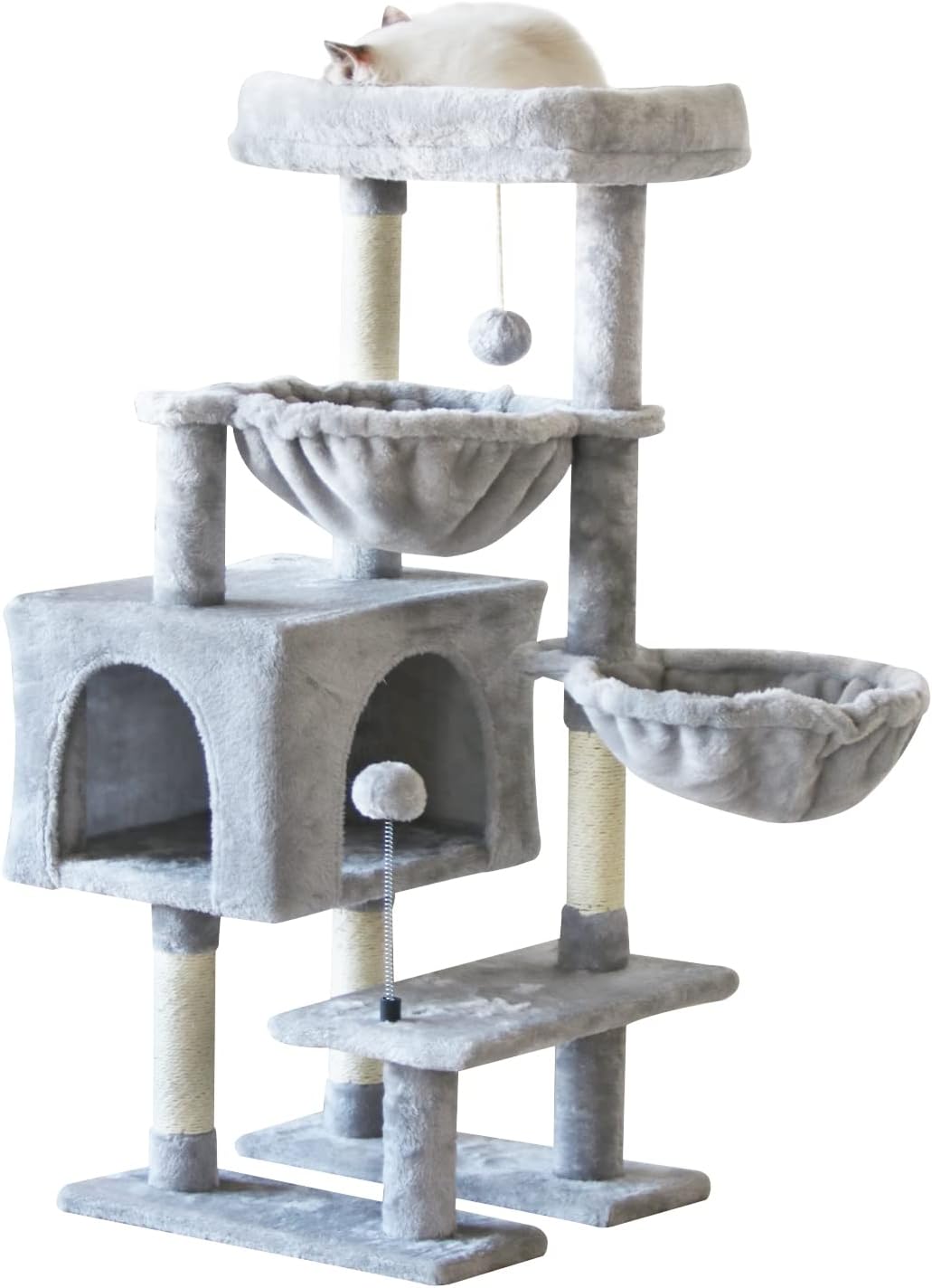 Cat Tree Cat Tower Condo with Sisal Scratching Post for Indoor Cats Cat Tree Cat Furniture with Hammock Perch and Kitten Ball Toys, Multi-Level Pet Activity Center Pink