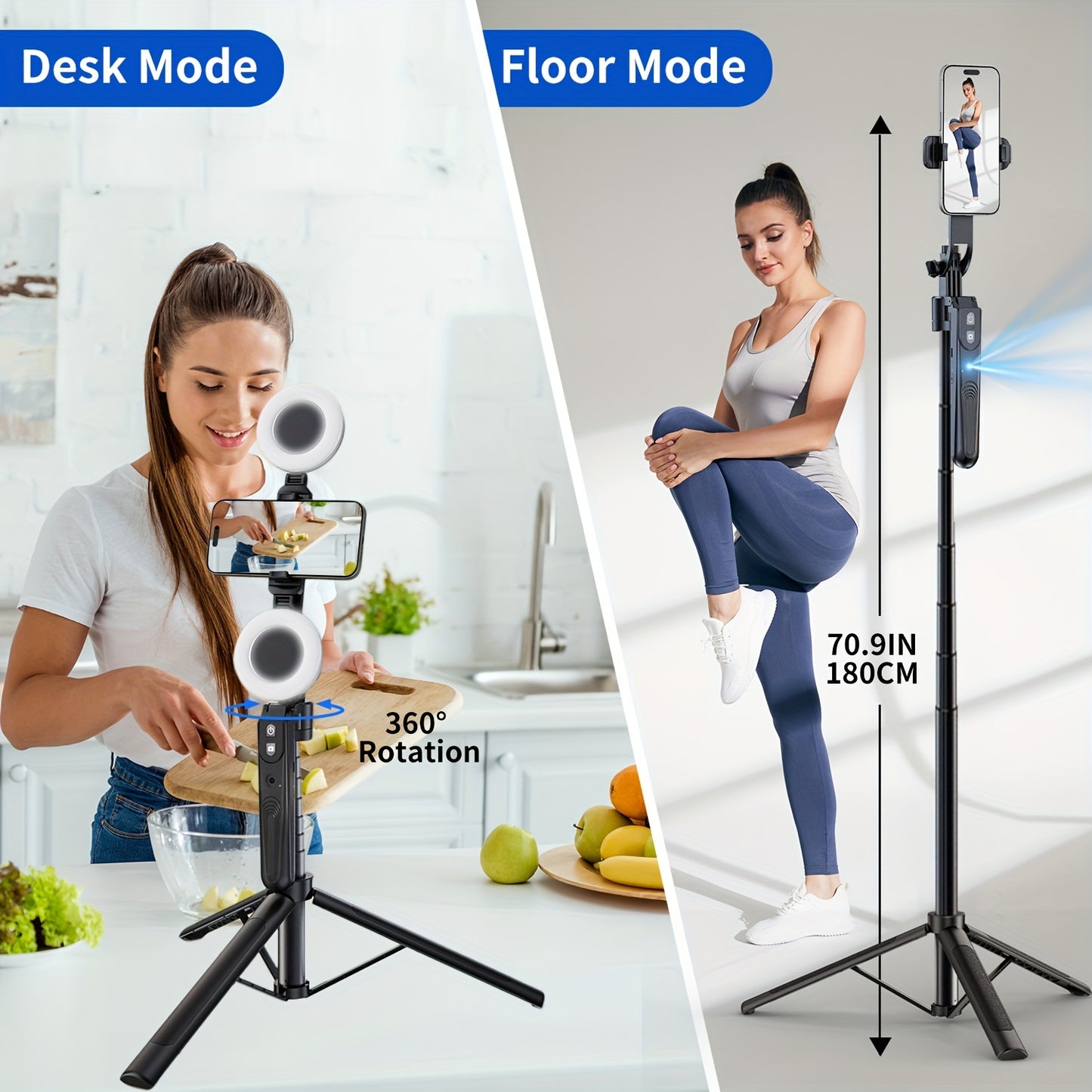 70.9" Phone Tripod with Auto Face Tracking - Tripods with 360° Rotation, Motion Sensor, Remote, and Phone Holder for Cell Phone 4"-7" Vlog/Live Stream/Video Recording