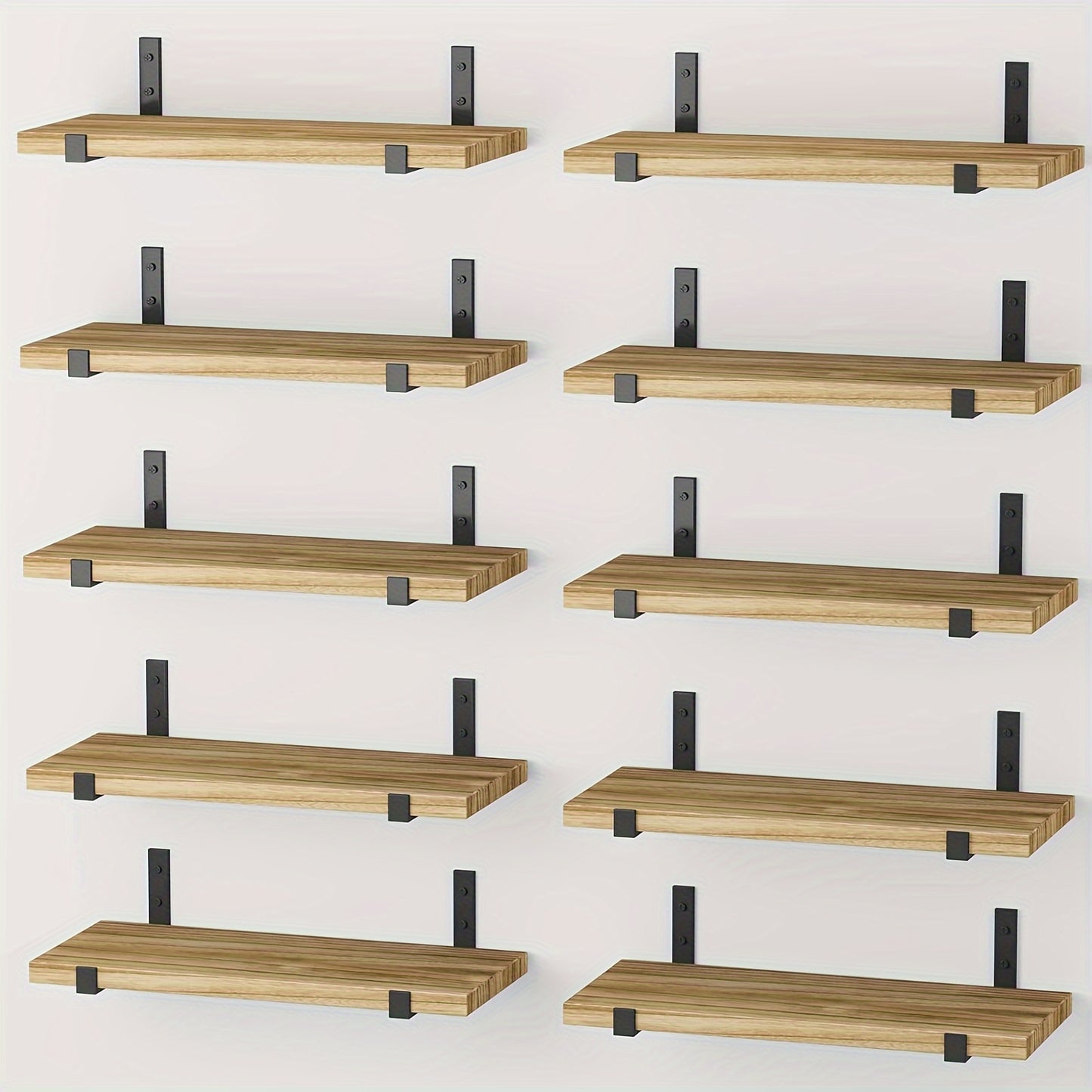 10 Pack Floating Shelves for Wall, Rustic Wood Wall Shelves for Bedroom, Kitchen, Bathroom Decor, Book Shelves for Living Room, Place Small Plants, Trophies, Collectibles, Books, Photos, 15.8*5.9 In