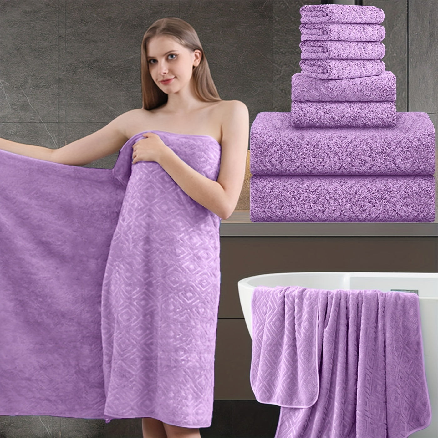 8 Piece Extra Large Bath Towel, Ultra-Soft Thick Bath Towel Highly Absorbent Quick Dry Towel 750GSM Includes 2 Oversized Bath Towels & 2 Hand Towels & 4 Towels for Bathroom Hotels Gym