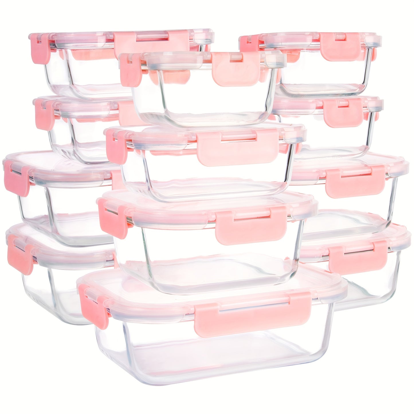 24-Piece Set: 12 High Borosilicate Glass Meal Prep Containers + 12 Airtight Lids, Microwave & Dishwasher Safe, Ideal for Meal Prep, Lunches, and Kitchen Food Storage