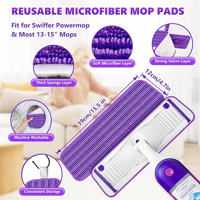 Microfiber Mops for Floor Cleaning - Flat Floor Mop Wet Dry Dust Mop for Hardwood Floors Laminate Wood Tile Vinyl Wall Hard Surface, Bathroom Kitchen Mop with 4 Reusable Washable Chenille Pads