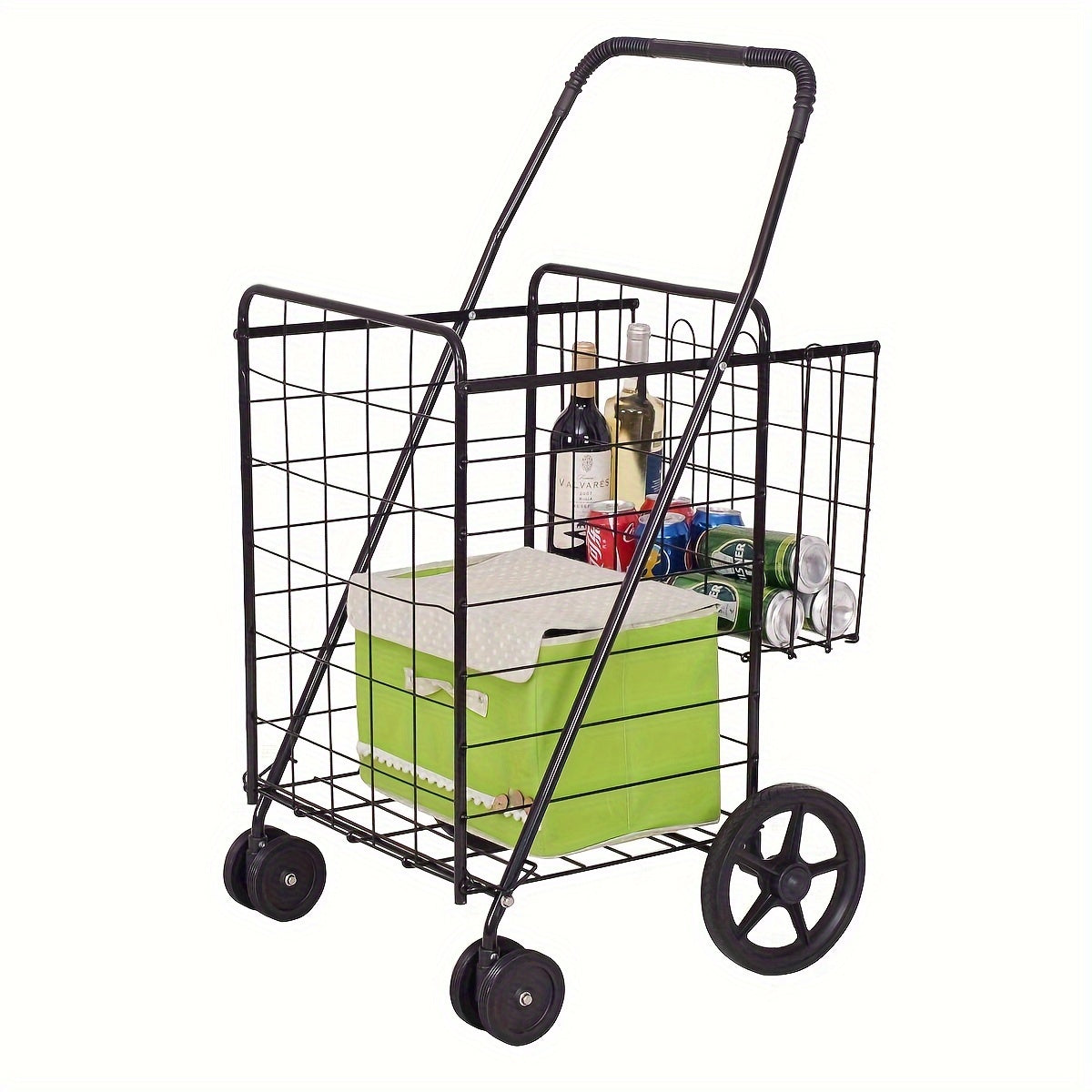 Utility Shopping Cart Foldable Jumbo Basket Outdoor Grocery Laundry