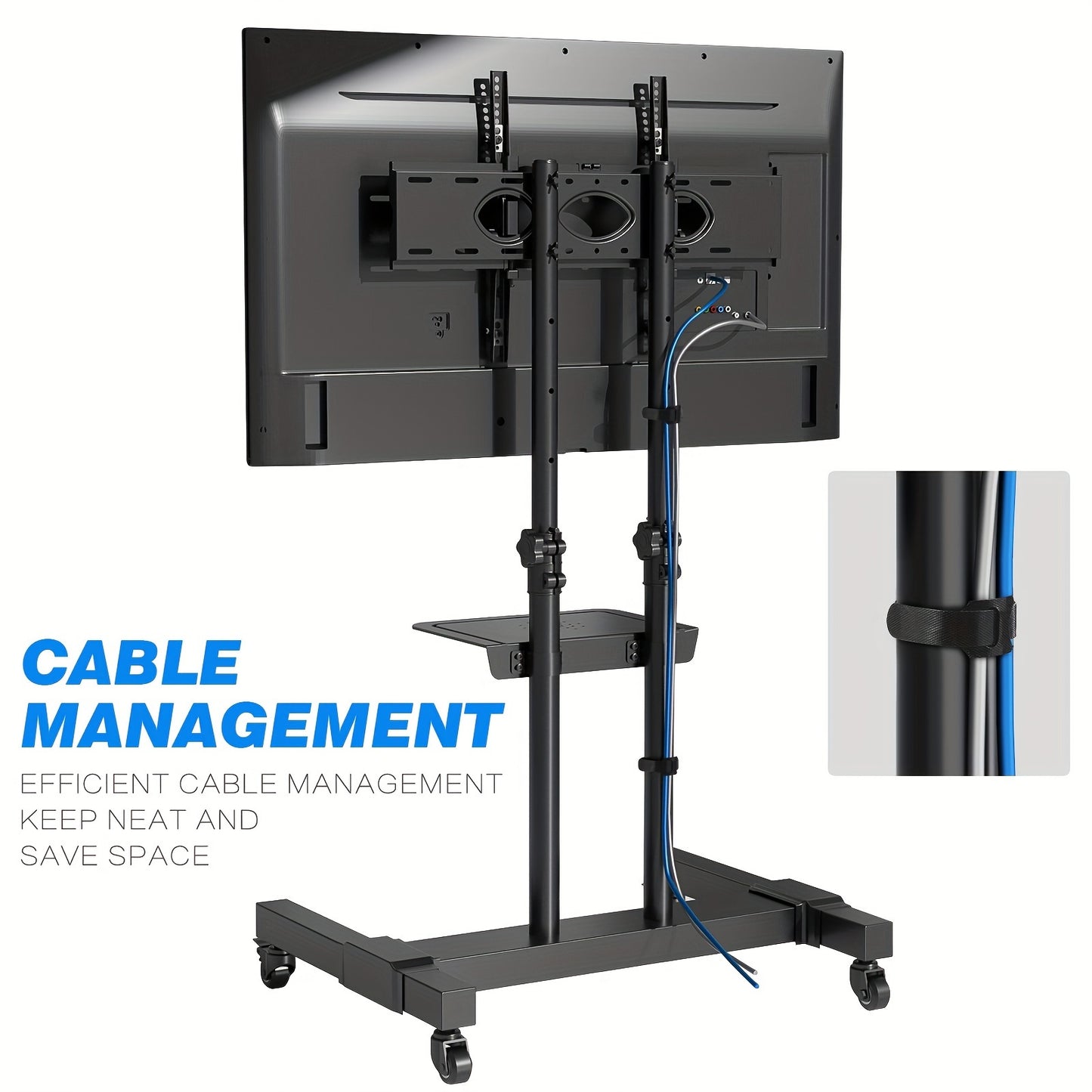 Mobile Rolling TV Cart for up to 83 inch Flat Screen/Curved TVs up to 110lbs