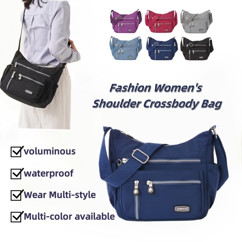 Women'S Single Crossbody Multi Strap Method Bag, Waterproof Multi-Pocket Capacity Nylon Outing Lightweight Cloth Bag