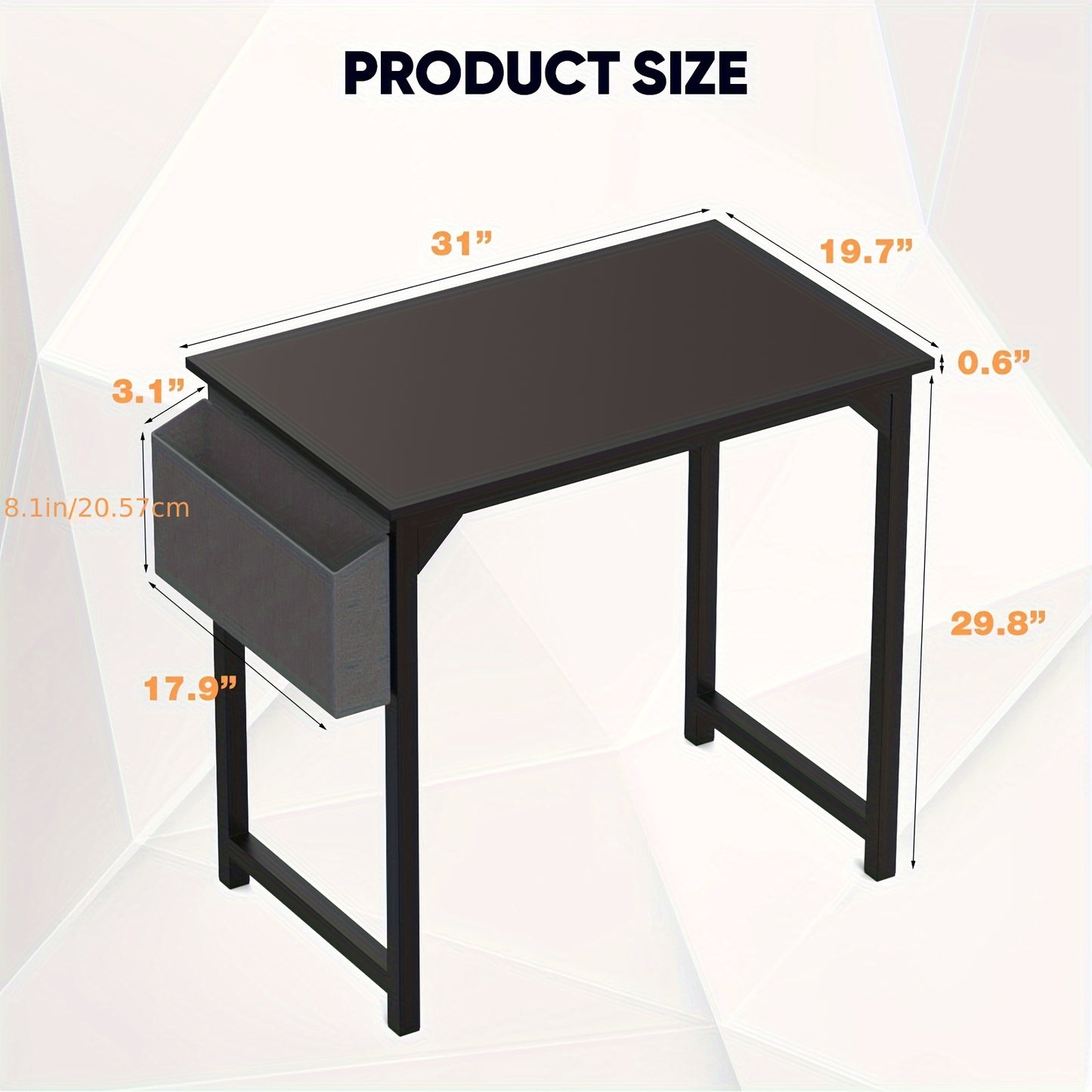 Computer Desk - Office 48 Inch Writing Work Student Study Modern Simple StyleWooden Table with Storage Bag & Iron Hook for Home Bedroom